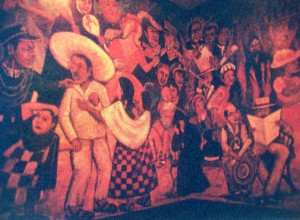 Mural on wall at a Texas restaurant