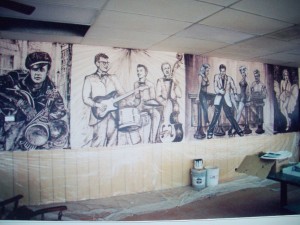 mural on wall at restaurant