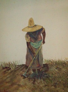 Richard D.Burton: "Woman In The Field" (watercolor)