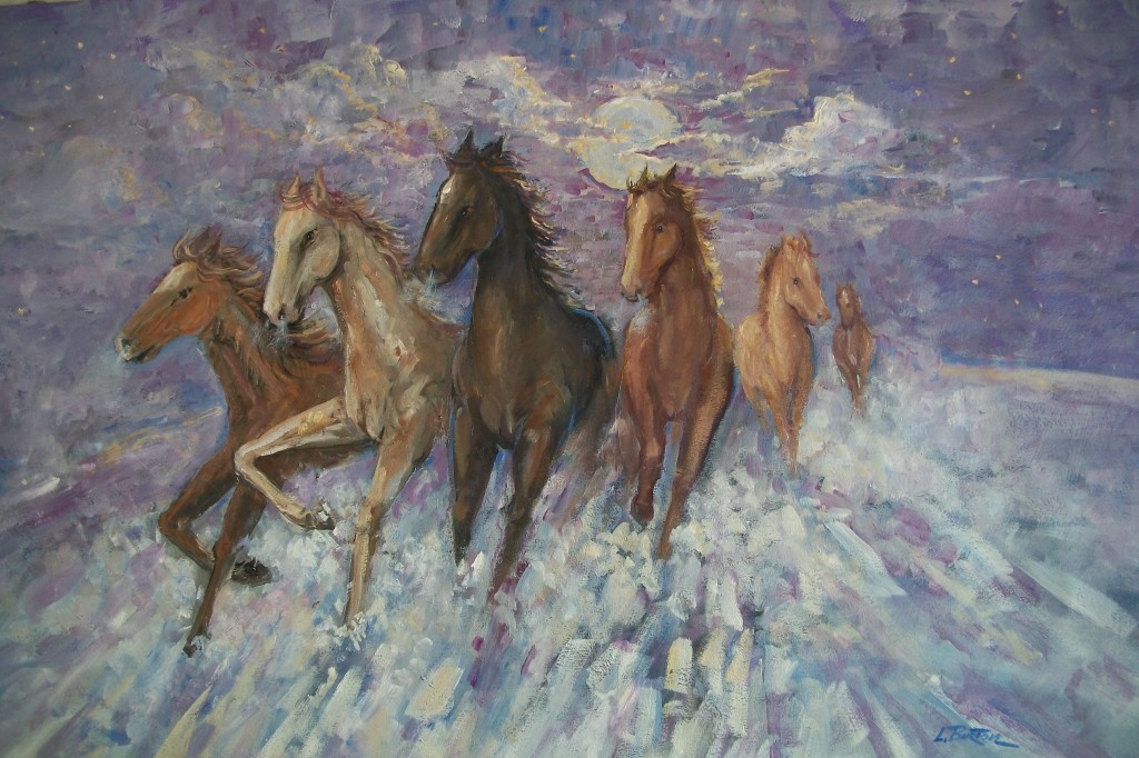 Hoofs in the Moonlight: Lynn Burton (Oil on Canvass)