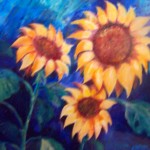 Lynn Burton: Posing Sunflowers (Oil on Canvass)