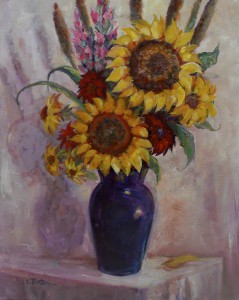 Lynn Burton: Flower and Vase - Oil on Canvas