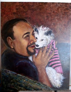 Lynn Burton: "Love That Dog" oil on canvas