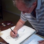 Richard D. Burton sketching studies for "Grinding Gears of Time"
