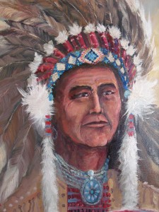 Lynn Burton: Indian Chief: Oil on Canvas