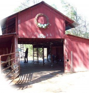 Preparing the barn for the wedding