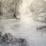 R.D.Burton: Preliminary sketch: Glades Fishing