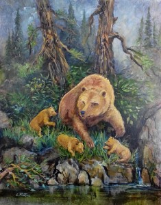 "Momma and her babies": Lynn Burton: Oil 